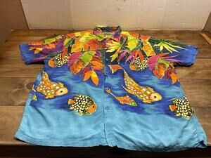 Jams World Hawaiian Fish Tropical Hawaiian Shirt Bright Colorful Mens 2XL FLAW